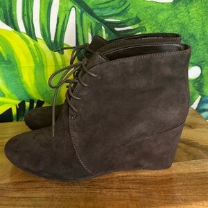 Clarks Artisan 10M Dark Grey Brown Rosepoint Dew Lace Up Oxford Fall Wedge Shoes